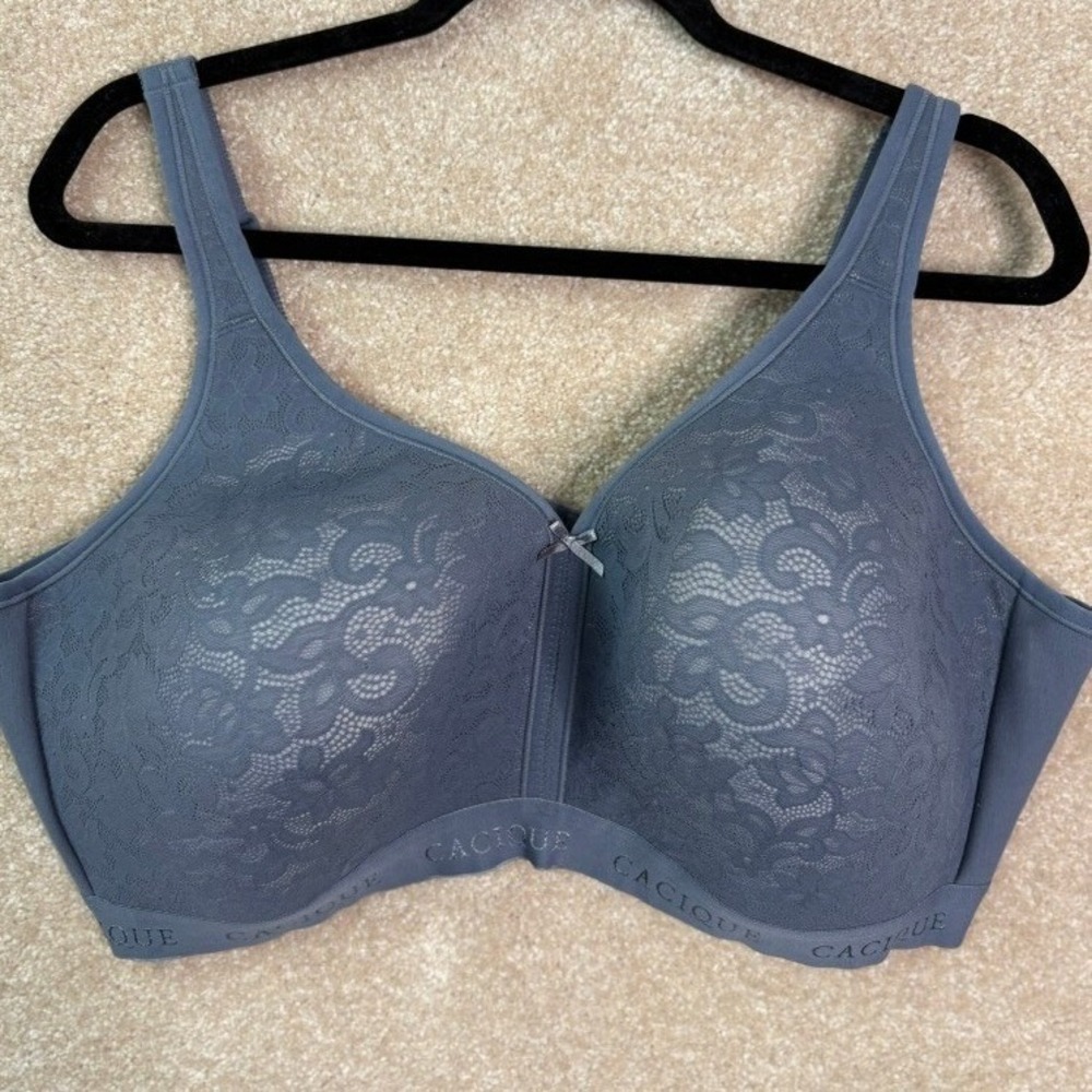 CACIQUE No-Wire‎ Bra Women's 46DDD Lace Lightly Lined Wireless Plus Size